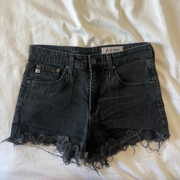 Ag Adriano Goldschmied Pants - AG The Bryn black cut off shorts